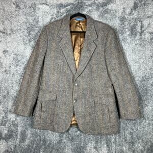 Pendleton Tweed Blazer Mens 42 Brown Wool Herringbone Made in USA Vintage